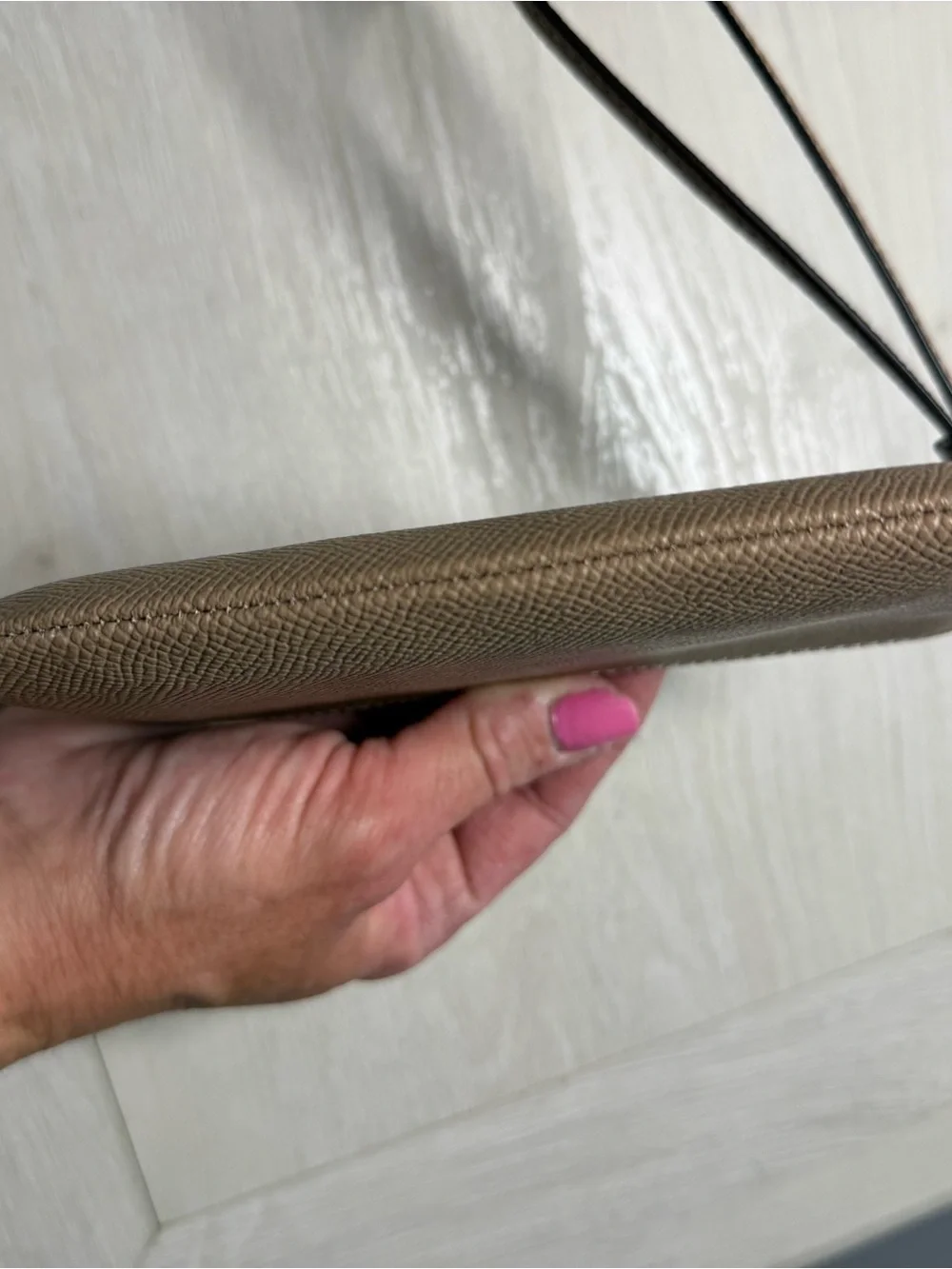 Coach Taupe Pebbled Leather Wristlet - Picture 6 of 6